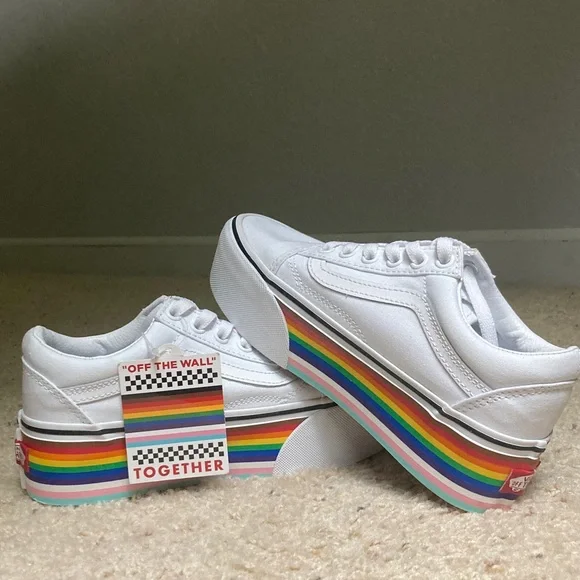 Vans Pride Rainbow Old Skool Stackform sneakers NEW size 5 women / 3.5 men - Picture 4 of 6